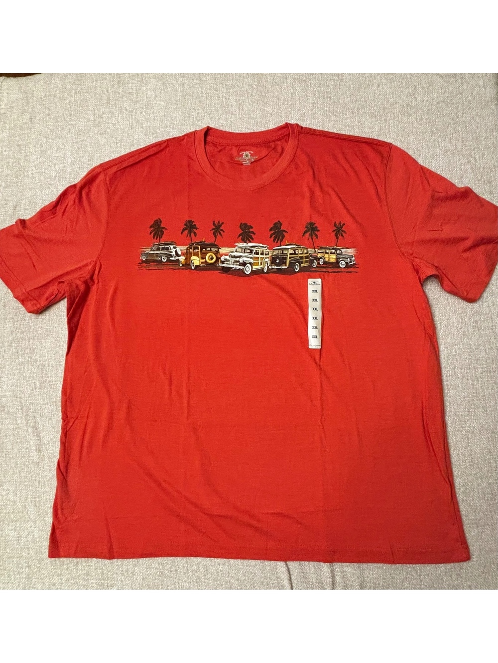 Island Shores Men’s Woody Wagons Crew Neck T-Shirt Orange Size XXL